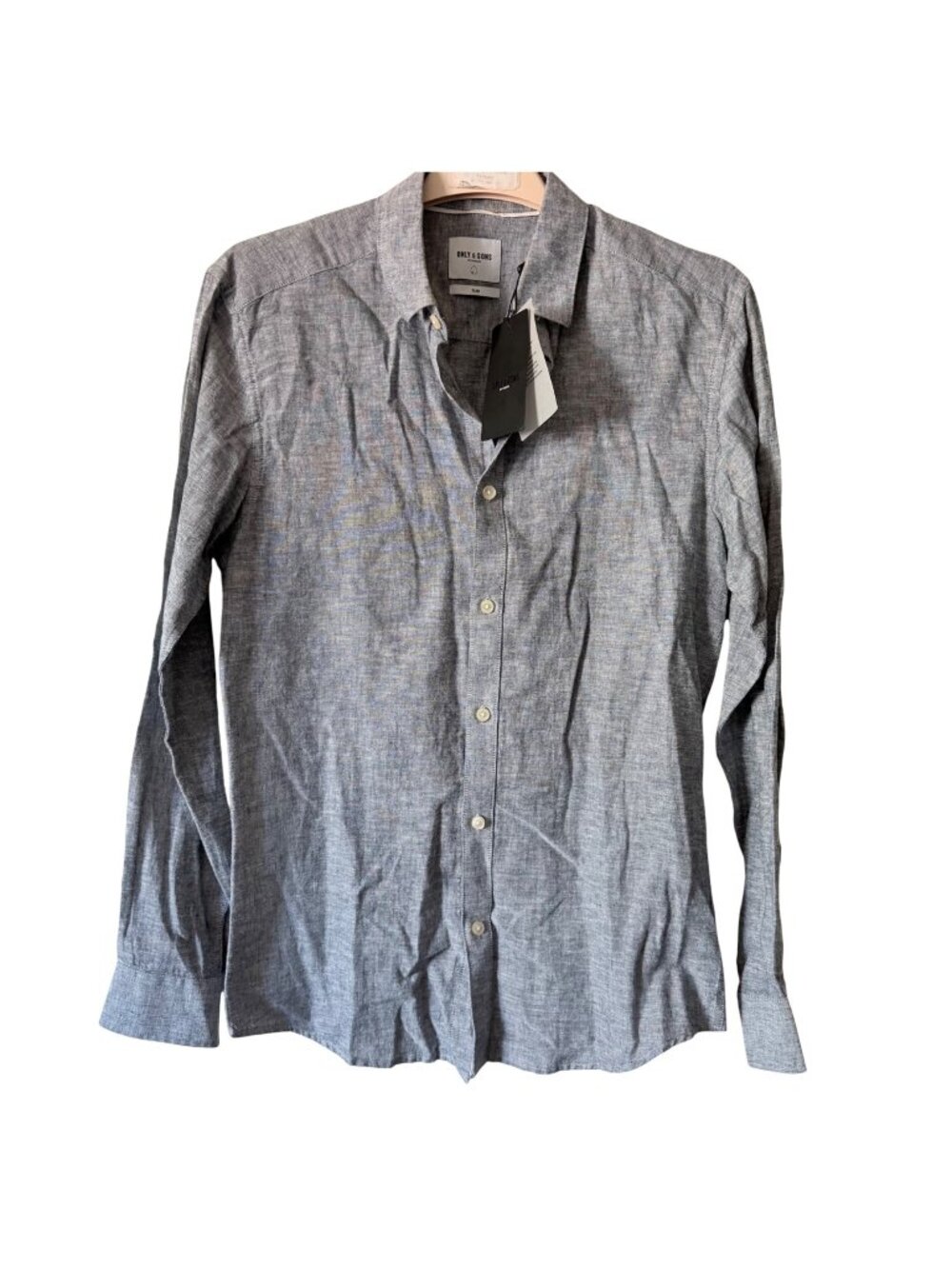 Only & Sons Slim-Fit Long Sleeve Linen-Cotton Blend Shirt Small NWT
